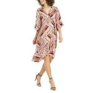 Thalia Sodi NWT Women's Ruffled Wrap Dress Patchwork Snake Size Large